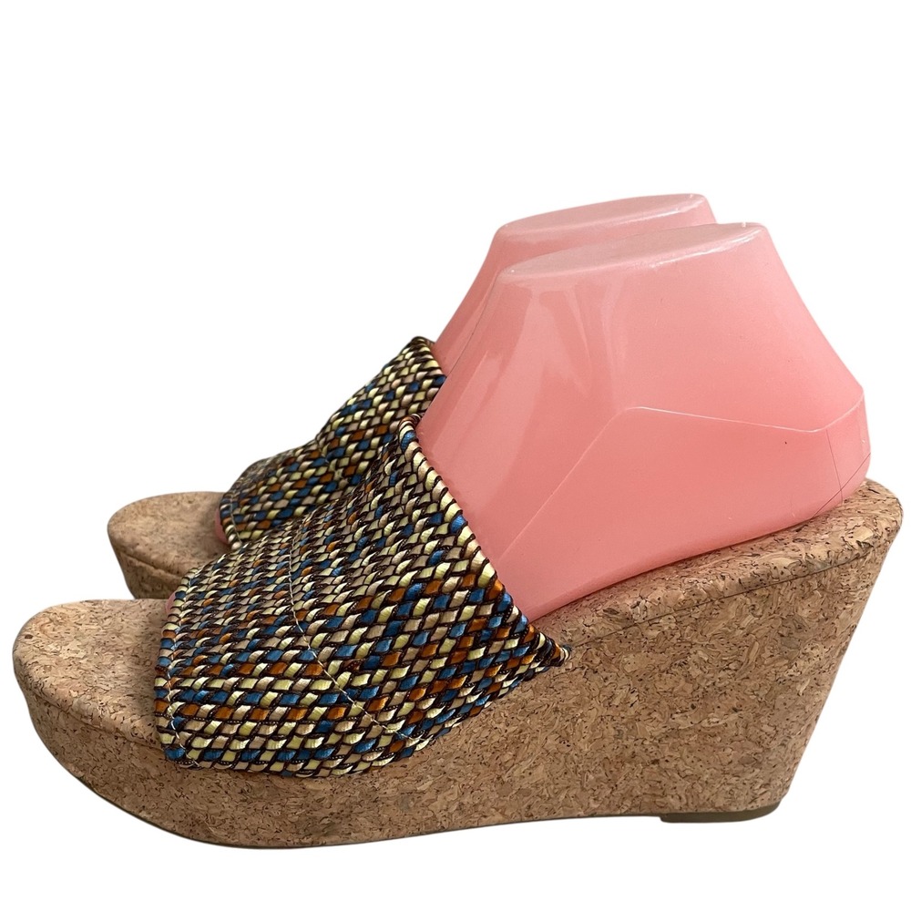 Lucky Brand Marilynn Cork Platform Sandals Comfort Stretch Women's Size‎ 10m EUC